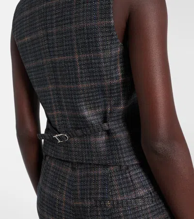 Gabriela Hearst Coleridge Vest In Charcoal Multi Wool Silk Clubcheck Plaid In Gray