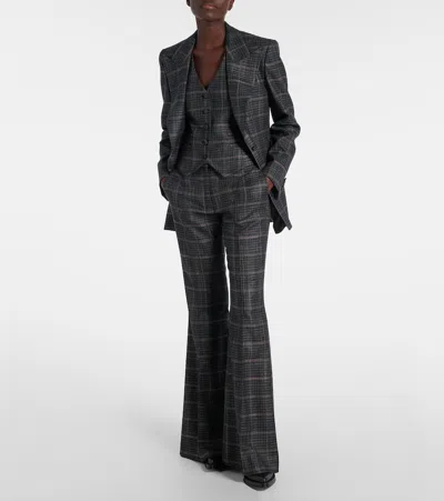 Gabriela Hearst Coleridge Vest In Charcoal Multi Wool Silk Clubcheck Plaid In Gray