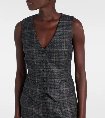 Gabriela Hearst Coleridge Vest In Charcoal Multi Wool Silk Clubcheck Plaid In Gray