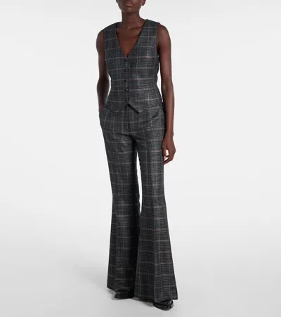 Gabriela Hearst Coleridge Vest In Charcoal Multi Wool Silk Clubcheck Plaid In Gray