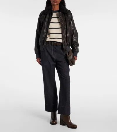 Brunello Cucinelli Leather Ankle Boots In Brown