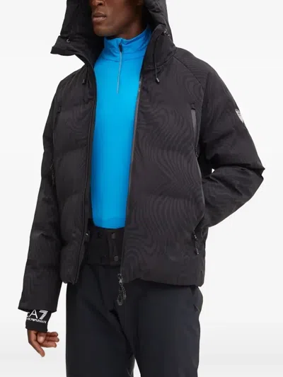 Ea7 Wave-pattern Ski Jacket In Black