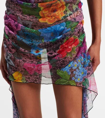 水晶缀饰薄纱迷你连衣裙