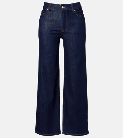 Frame Le Pixie Slim Palazzo Patch Pocket High Waist Wide Leg Jeans In Blue
