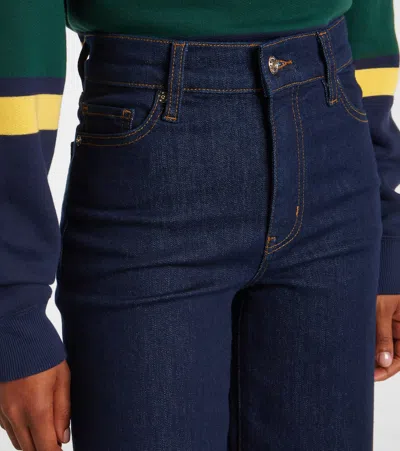 Frame Le Pixie Slim Palazzo Patch Pocket High Waist Wide Leg Jeans In Blue