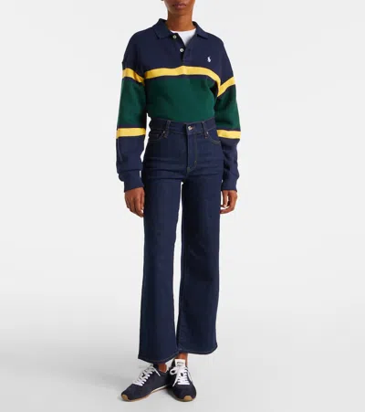 Frame Le Pixie Slim Palazzo Patch Pocket High Waist Wide Leg Jeans In Blue