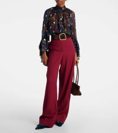 Manolo Blahnik Maysale Velvet Pointed-toe Flats In Blue