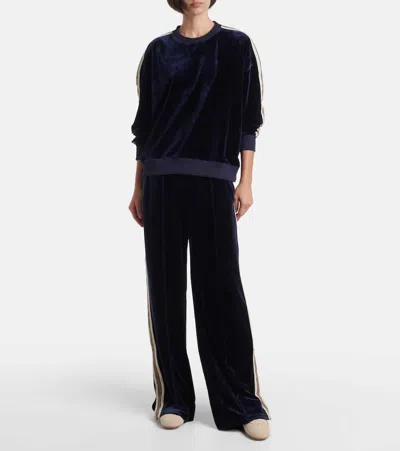 The Upside Monaco Freya High-rise Velour Sweatpants In Blue
