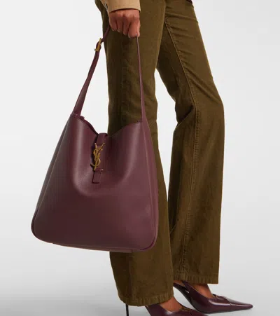 Saint Laurent Le 5 A 7 Supple Large Leather Hobo Bag In Red