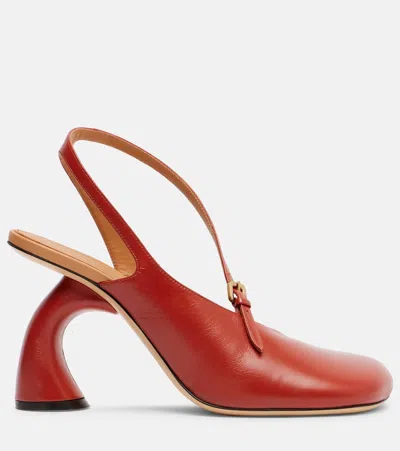 Dries Van Noten Arched Heel Asymmetric Square Toe Pump In Brown