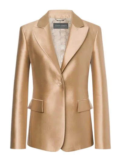 Alberta Ferretti Mikado Jacket In Brown