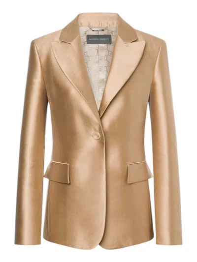 Alberta Ferretti Mikado Jacket In Brown