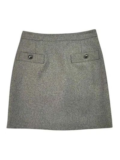 Fay Gray Short Skirt With Half Sphere Buttons In Gray