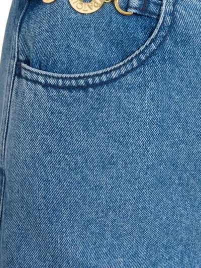 Patou High Waist Denim Shorts With V-shaped Seam In Blue