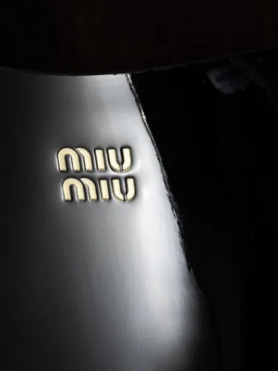 Miu Miu Open-toe Black Patent Sandals With Decorative Studs