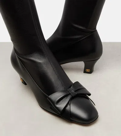 Valentino Over-the-knee Stiletto Bow Detail Boots In Multi