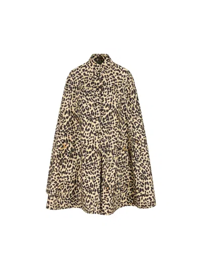 Valentino Womens Animalier Leopard Relaxed-fit Wool Cape In Gray