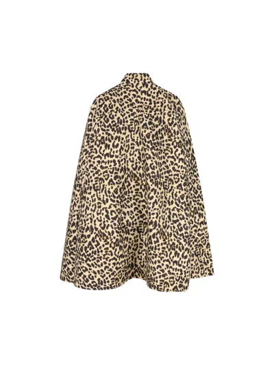 Valentino Womens Animalier Leopard Relaxed-fit Wool Cape In Gray