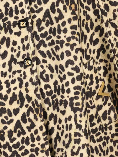 Valentino Womens Animalier Leopard Relaxed-fit Wool Cape In Gray