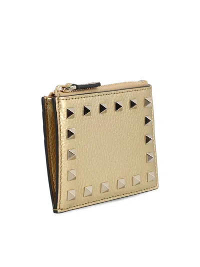 Valentino Rockstud Coin Purse In Gold