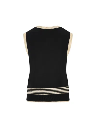 Valentino Virgin Wool Le Chat De La Maison Sweater Vest In Black
