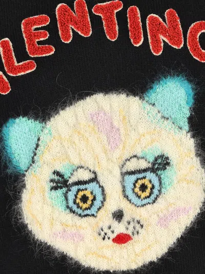 Valentino Virgin Wool Le Chat De La Maison Sweater Vest In Black
