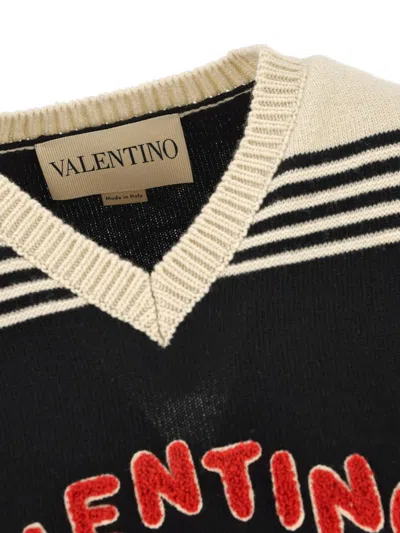 Valentino Virgin Wool Le Chat De La Maison Sweater Vest In Black