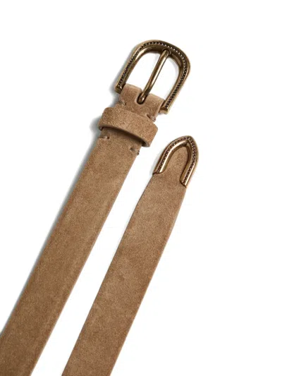 Brunello Cucinelli Suede Buckle Belt In Brown