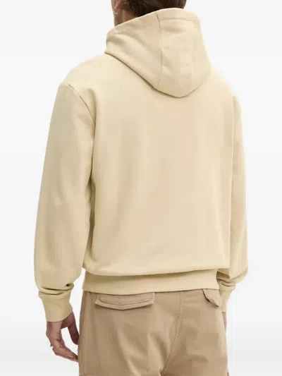 Hugo Boss Beige Logo Print Cotton-terry Hoodie In 285-open Beige