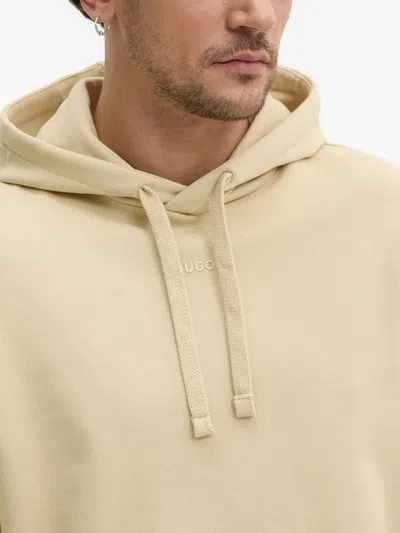 Hugo Boss Beige Logo Print Cotton-terry Hoodie In 285-open Beige