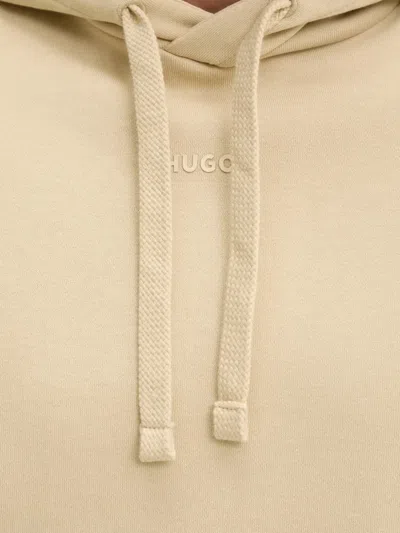 Hugo Boss Beige Logo Print Cotton-terry Hoodie In 285-open Beige