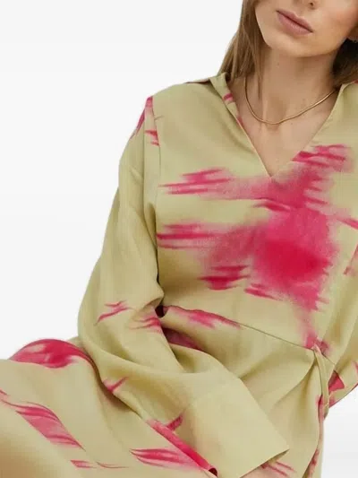 Samsoe & Samsoe Emy Abstract-print Dress In Green