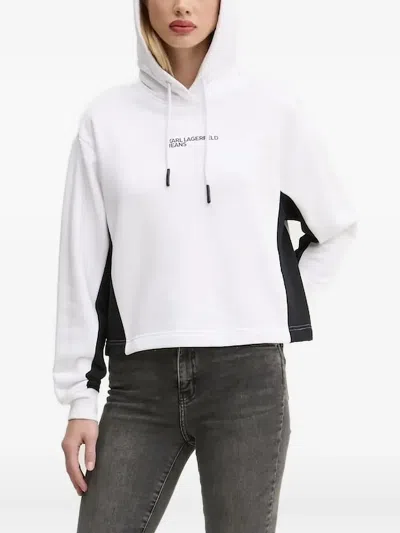 Karl Lagerfeld Jeans Logo-detail Colour-block Hoodie In White