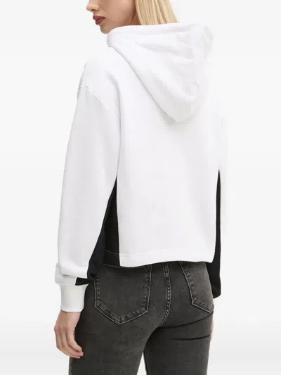Karl Lagerfeld Jeans Logo-detail Colour-block Hoodie In White
