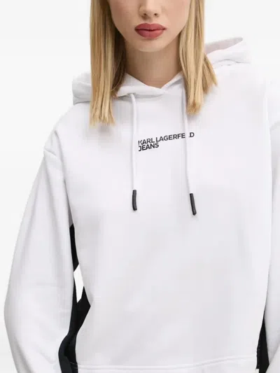 Karl Lagerfeld Jeans Logo-detail Colour-block Hoodie In White