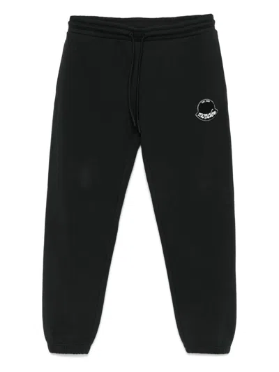 Moncler Black Cotton Tracksuit Bottoms With Logo  In Black