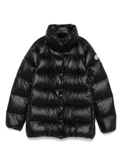 Moncler Stand Collar Short Down Jacket In Black