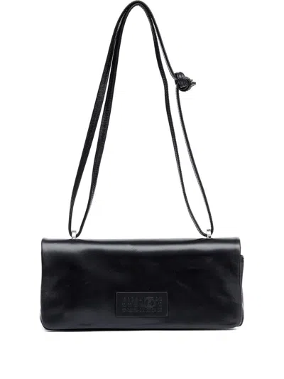 Mm6 Maison Margiela Numeric Flap Leather Shoulder Bag In Black