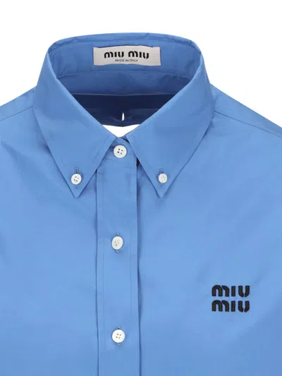 Miu Miu Button-detailed Cotton-poplin Shirt In Brown