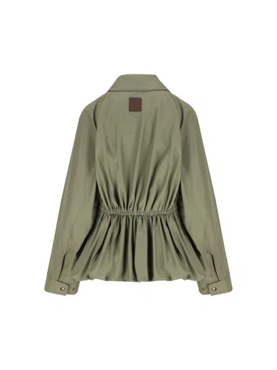 Loewe Drawstring-waist Gathered Jacket In Green