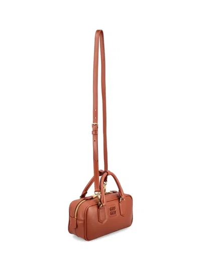 Miu Miu Women Arcadie Leather Bag In Brown