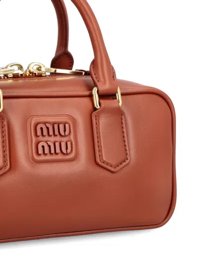 Miu Miu Women Arcadie Leather Bag In Brown