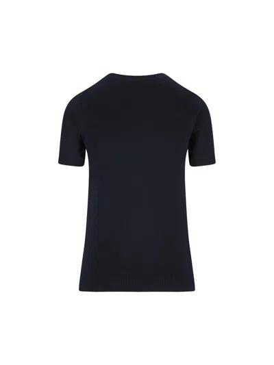 Miu Miu Cashmere Argyle Short-sleeve Sweater In Black