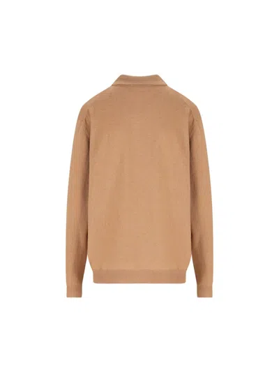 Miu Miu Argyle Pattern Cashmere Polo Pullover In Brown