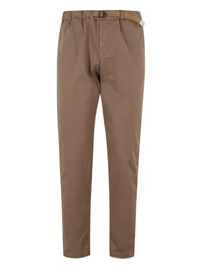 White Sand Buckle-fastening Cotton-blend Trousers In Brown
