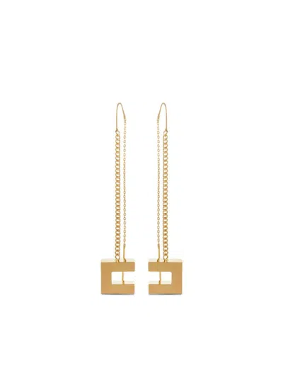 Elisabetta Franchi Dangling Geometric Shape Chain Detail Earrings In Gold