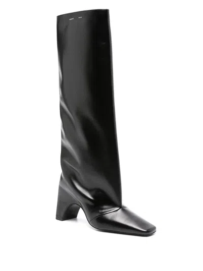 Coperni Knee-high Black Boots With Sculptural Heel In Multi