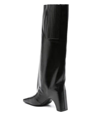 Coperni Knee-high Black Boots With Sculptural Heel In Multi
