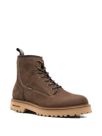 Woolrich 40mm Lace-up Leather Boots In Brown