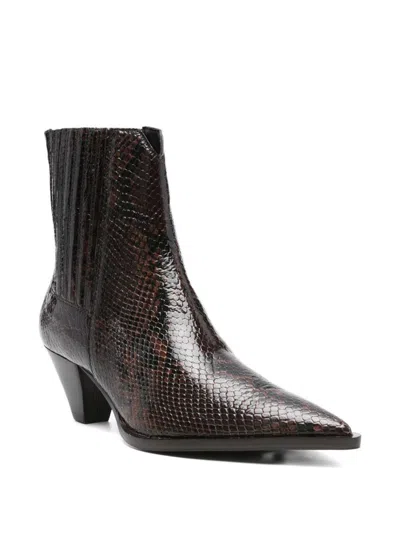 Guglielmo Rotta 60mm Snake-print Pointed-toe Boots In Brown